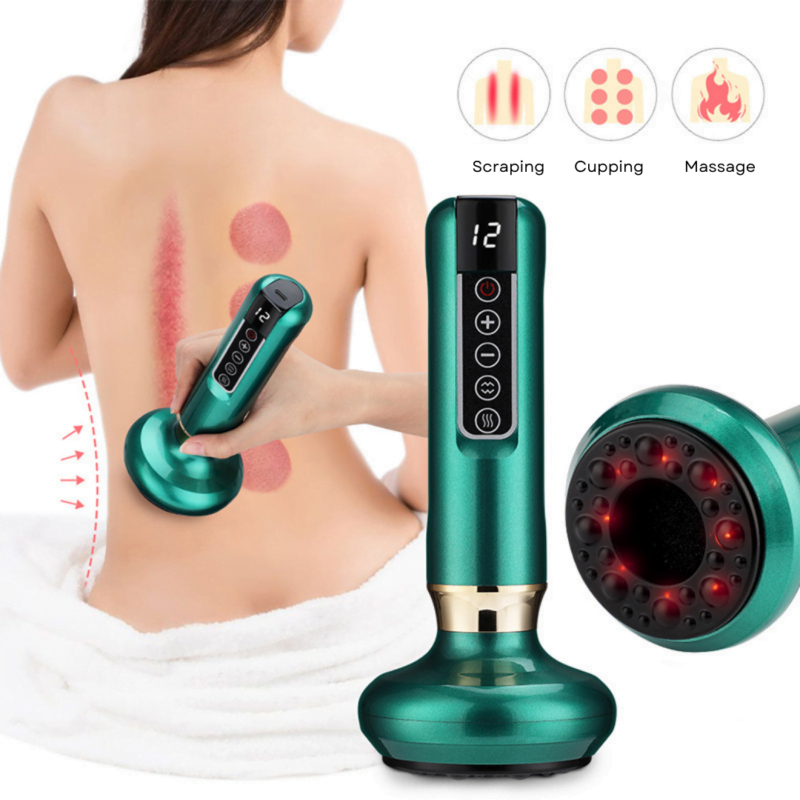 scraping cupping massage device with heated red light