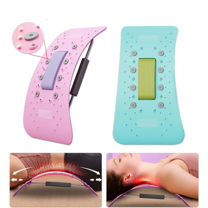 Back Stretcher Massager Heated Magnets and Acupoints-Blue and Pink colors. Perfect for neck and back pain relief.