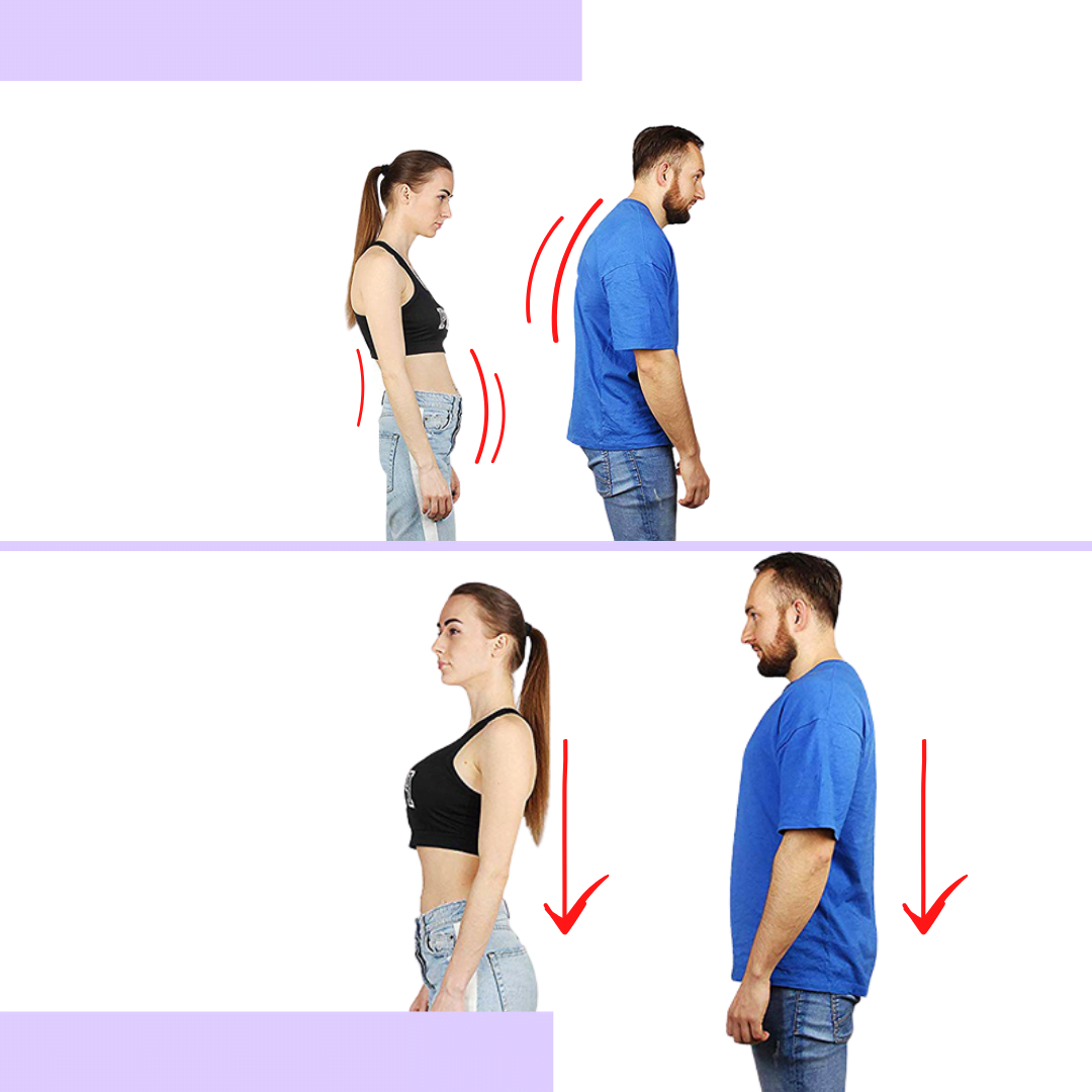Before and After use of the Pure Gemme Back Posture Corrector